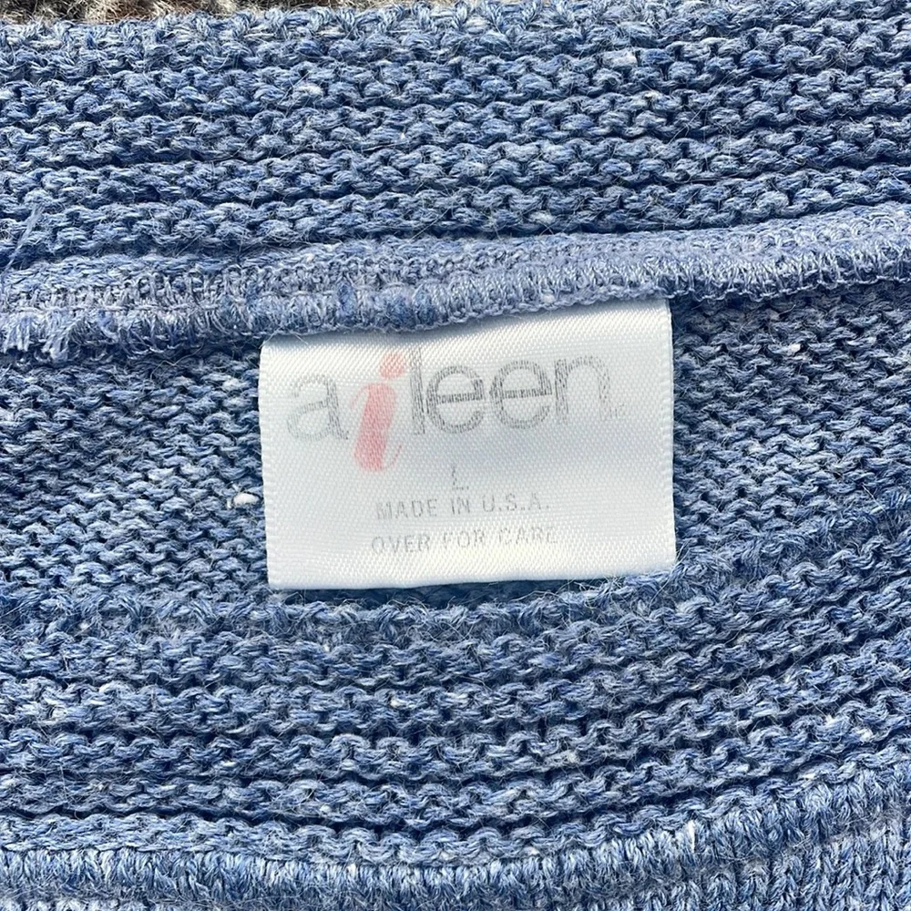 Aileen Vintage Knit Cap Sleeve Sweater Blue Large - Picture 2 of 4